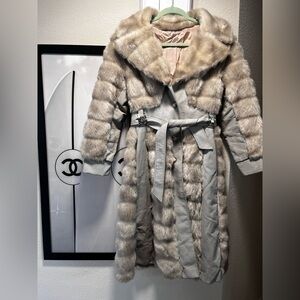 Vintage 1960s leather / fauxfur coat